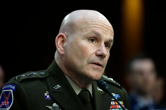 U.S. Army General Christopher Cavoli, Commander of U.S. European Command, testifies before the Senate Armed Services Committee at the Hart Senate Office Building on April 11, 2024 in Washington, DC