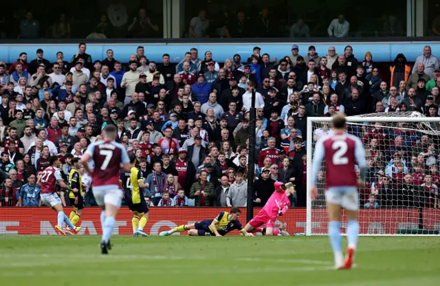 Morgan Rogers of Aston Villa scores