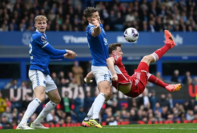 Chris Wood of Nottingham Forest attempts a bicycle kick