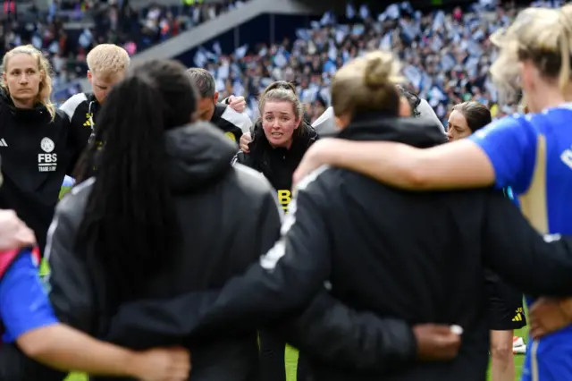 Foster addresses her side after their semi-final defeat