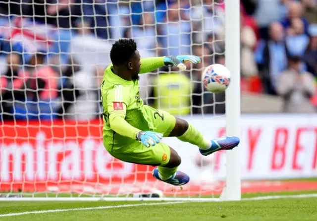 Andre Onana fails to stop Coventry City's Haji Wright