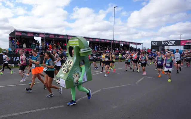 A London Marathon runner as a Samaritans phone