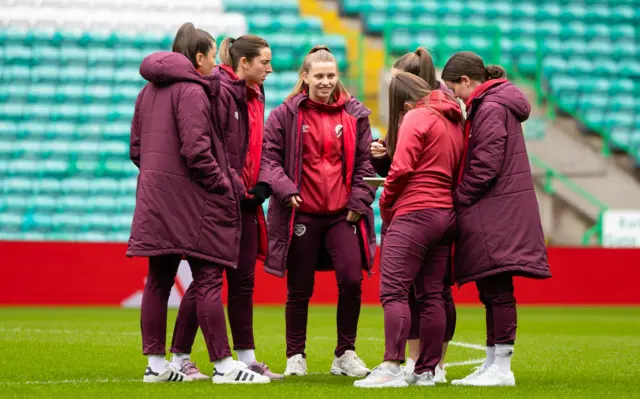 Hearts players at Parkhead