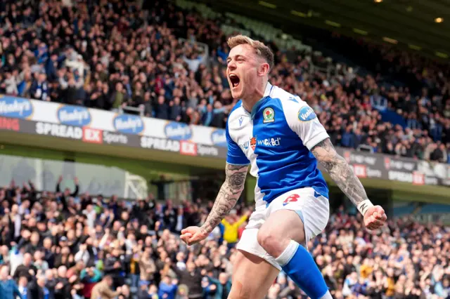 Blackburn's Sammie Szmodics celebrates his equaliser against Sheff Wed