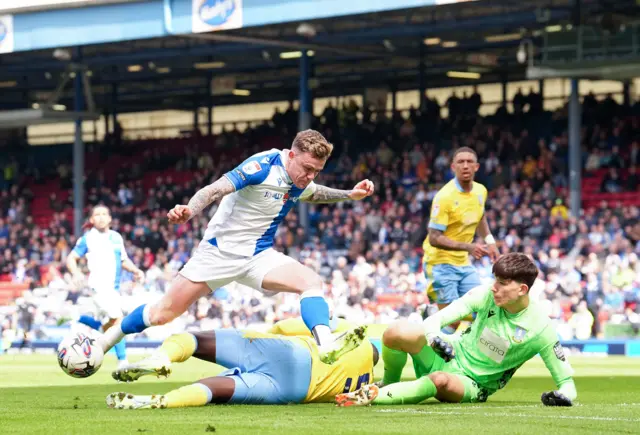 Blackburn's Sammie Szmodics is denied by Bambo Diaby