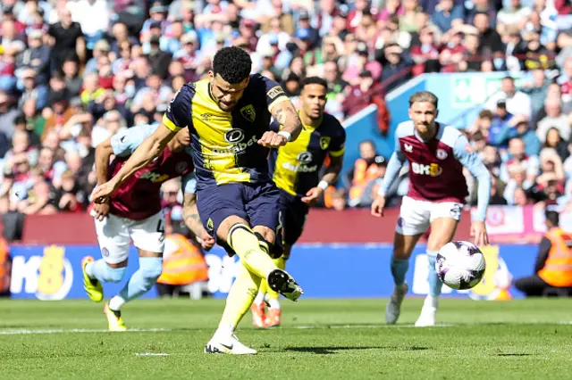 Dominic Solanke of Bournemouth scores a goal