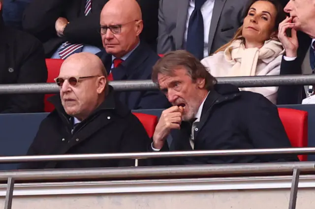 Avram Glazer, Majority Owner of Manchester United and Jim Ratcliffe sit in the stands togetehr