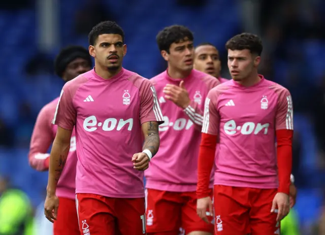 Nottingham Forest's Morgan Gibbs-White and Neco Williams during the warm up