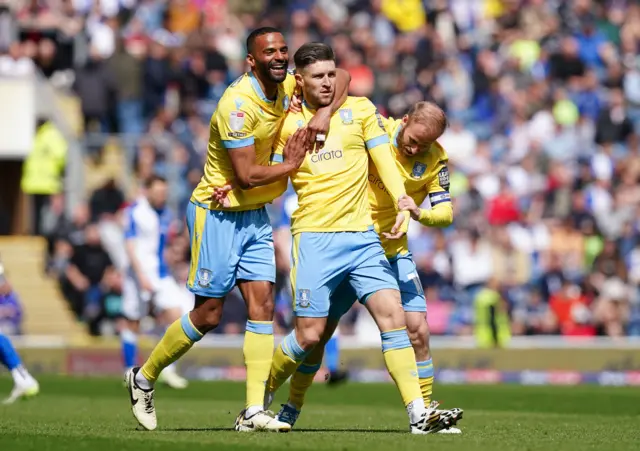 Josh Windass celebrates scoring for Sheff Wed at Blackburn