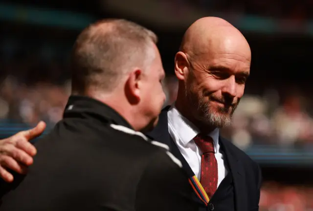 Erik ten Hag consoles Coventry manager Mark Robins