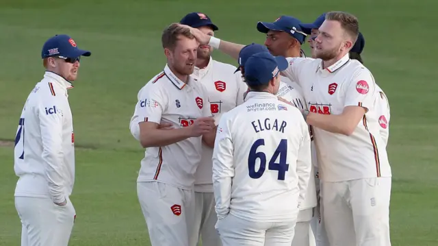 Jamie Porter takes a wicket for Essex