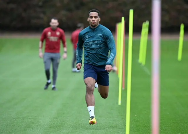 Jurrien Timber in Arsenal training this month