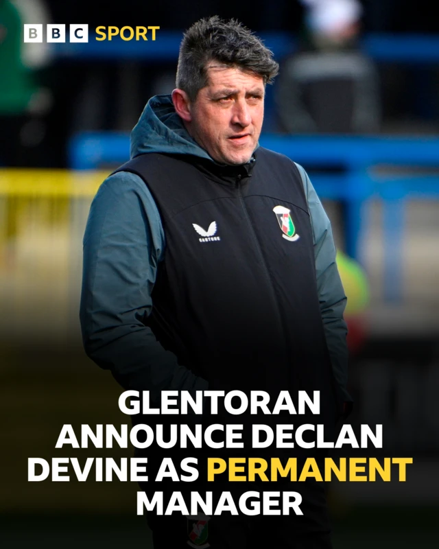 Declan Devine appointed Glentoran manager