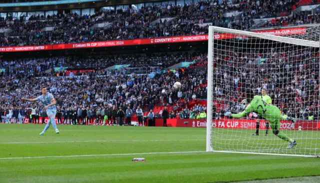 Ben Sheaf misses the decisive penalty for Coventry