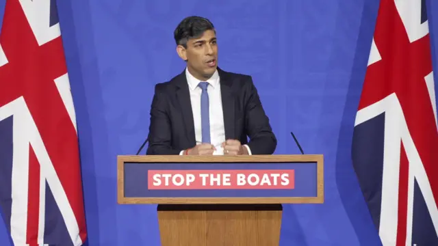 Rishi Sunak answering a question at the news conference