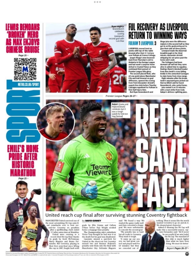 Metro back page