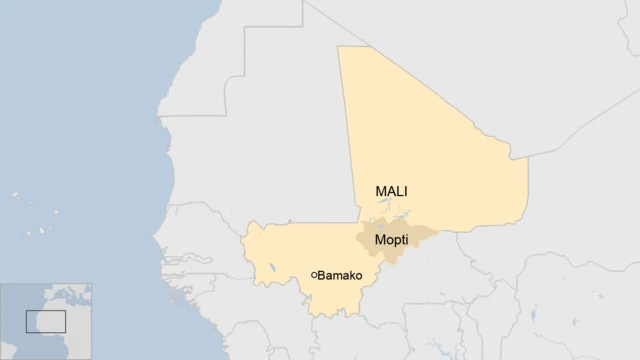 A map of Mali showing the Mopti region where this and other attacks have taken place.