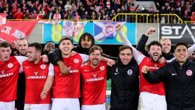 Larne celebrate at full time