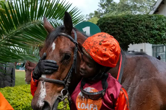 Jockey Michael Fundi and horse Assured.