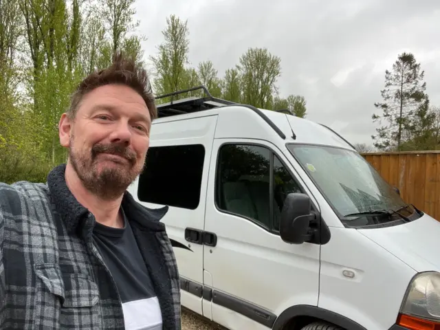 Simon Marks with his campervan