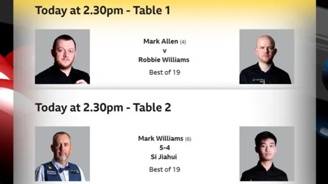 Tuesday schedule for World Snooker Championship