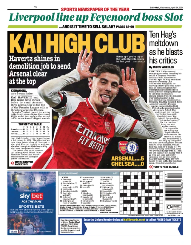 Back page of the Daily Mail