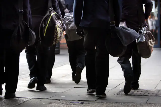 Students walking to school