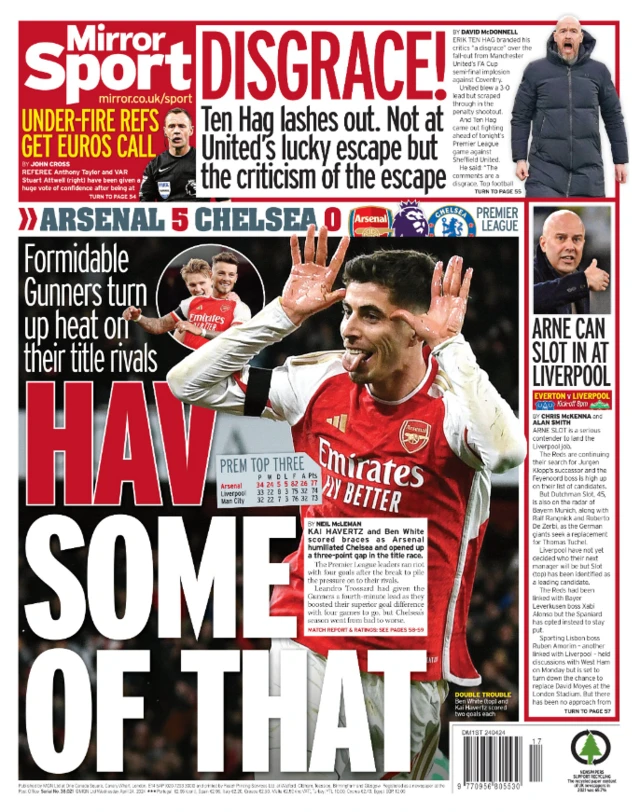 Back page of the Daily Mirror