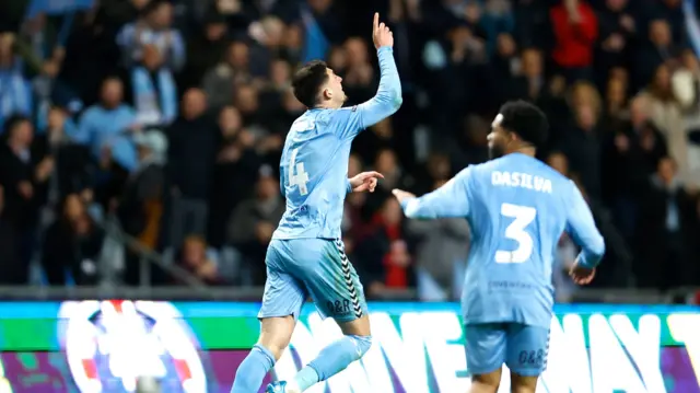 Bobby Thomas celebrates for Coventry