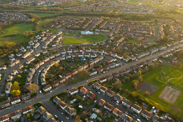 Aerial view of a housing estate