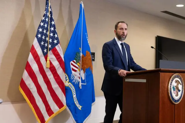 Special Counsel Jack Smith speaks to the media following the Department of Justice's indictment of former president Donald Trump on 01 August 2023