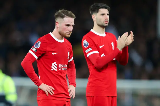 Alexis Mac Allister of Liverpool looks dejected
