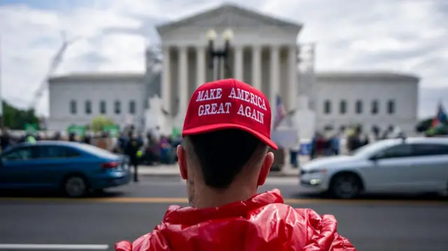 Trump supporter outside the Supreme Court