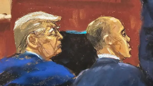 Donald Trump watches court proceedings