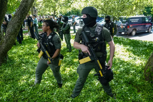 Atlanta police at the Emory protests earlier today