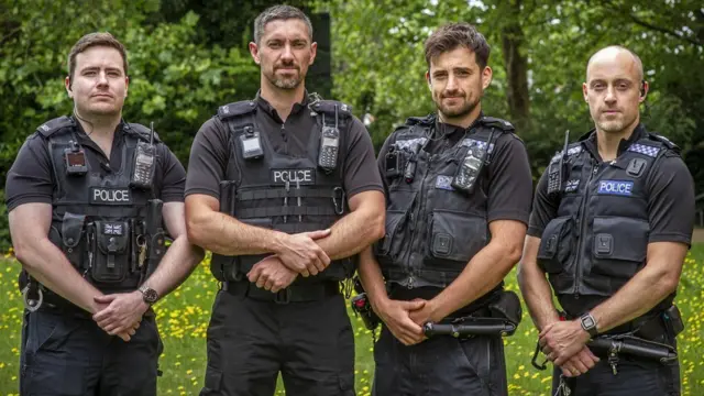 (l-r) PC James Packman, PC Liam King,  PC Liam Steele and Sgt Iain Watkinson