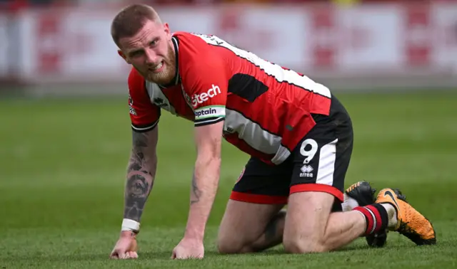 Oli McBurnie looks frustrated during Saturday's 4-1 defeat at home to Burnley