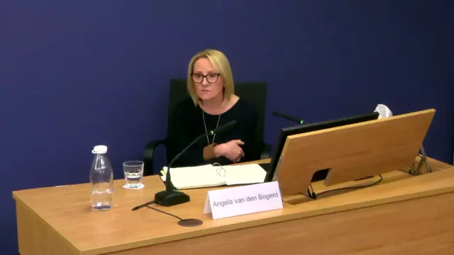 Angela van den Bogerd speaking at the Post Office inquiry on 26 April 2024