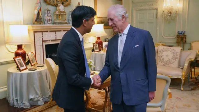 King Charles with Prime Minister Rishi Sunak at Buckingham Palace