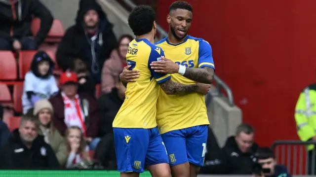 Stoke celebrate scoring