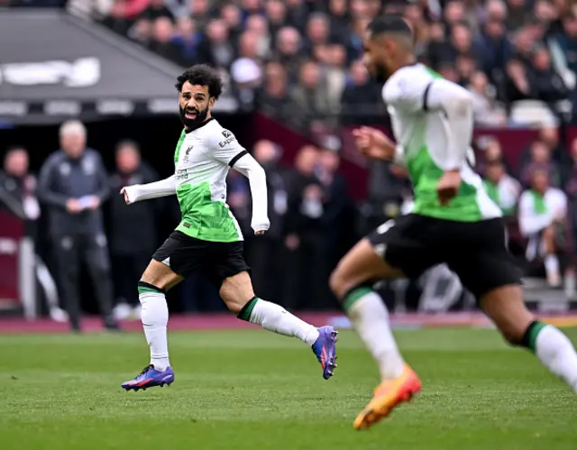 Mohamed Salah of Liverpool reacting during the game