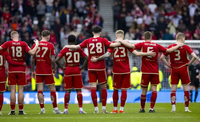 Aberdeen players look on during the shootout with Celtic at Hampden