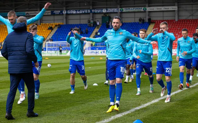 St Johnstone players warming up in Perth