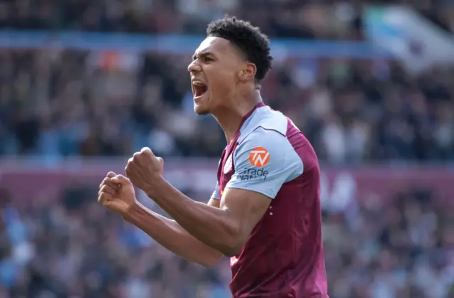 Ollie Watkins celebrates scoring a goal