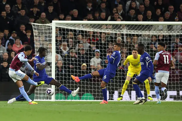 Morgan Rogers of Aston Villa scores his team's second goal