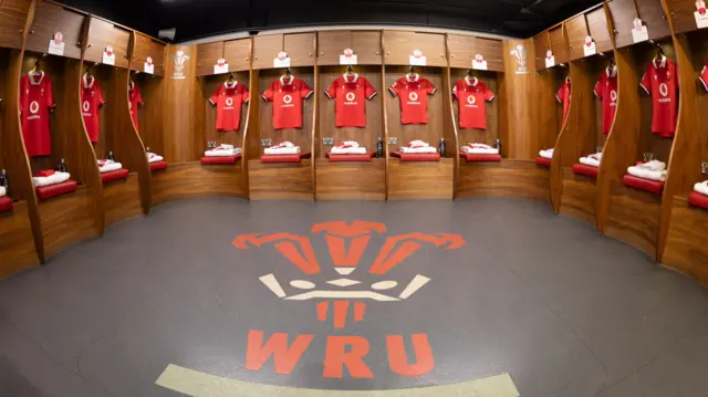 Wales jerseys in dressing room