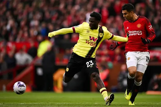 David Datro Fofana fights for the ball with Manchester United's Brazilian midfielder Casemiro