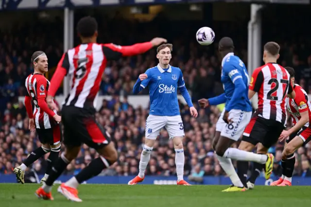 Garner waits for the ball to arrive in the box