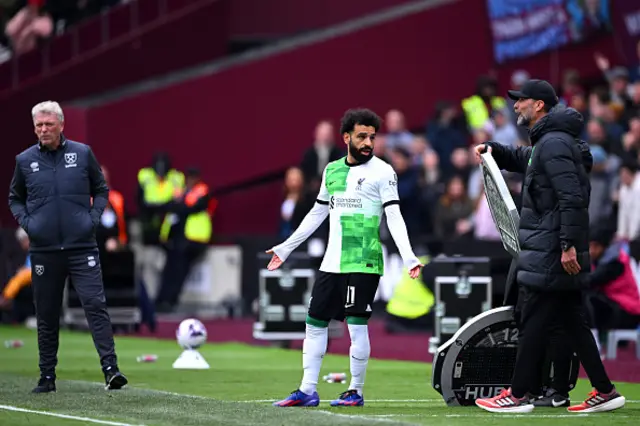 Mohamed Salah of Liverpool reacts