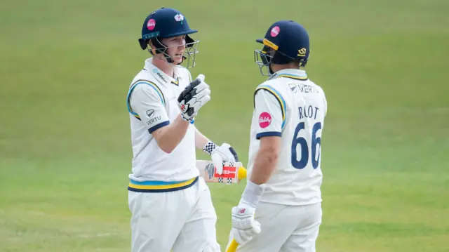 Yorkshire's two England centurions Harry Brook (left) and Joe Root